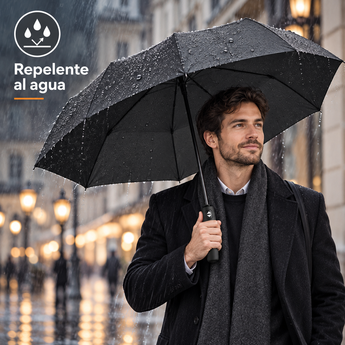 Home Universal® Paraguas Automático Plegable Grande, Compacto y Resistente, para Lluvia y Sol (Automático Apertura y Cierre (Negro))