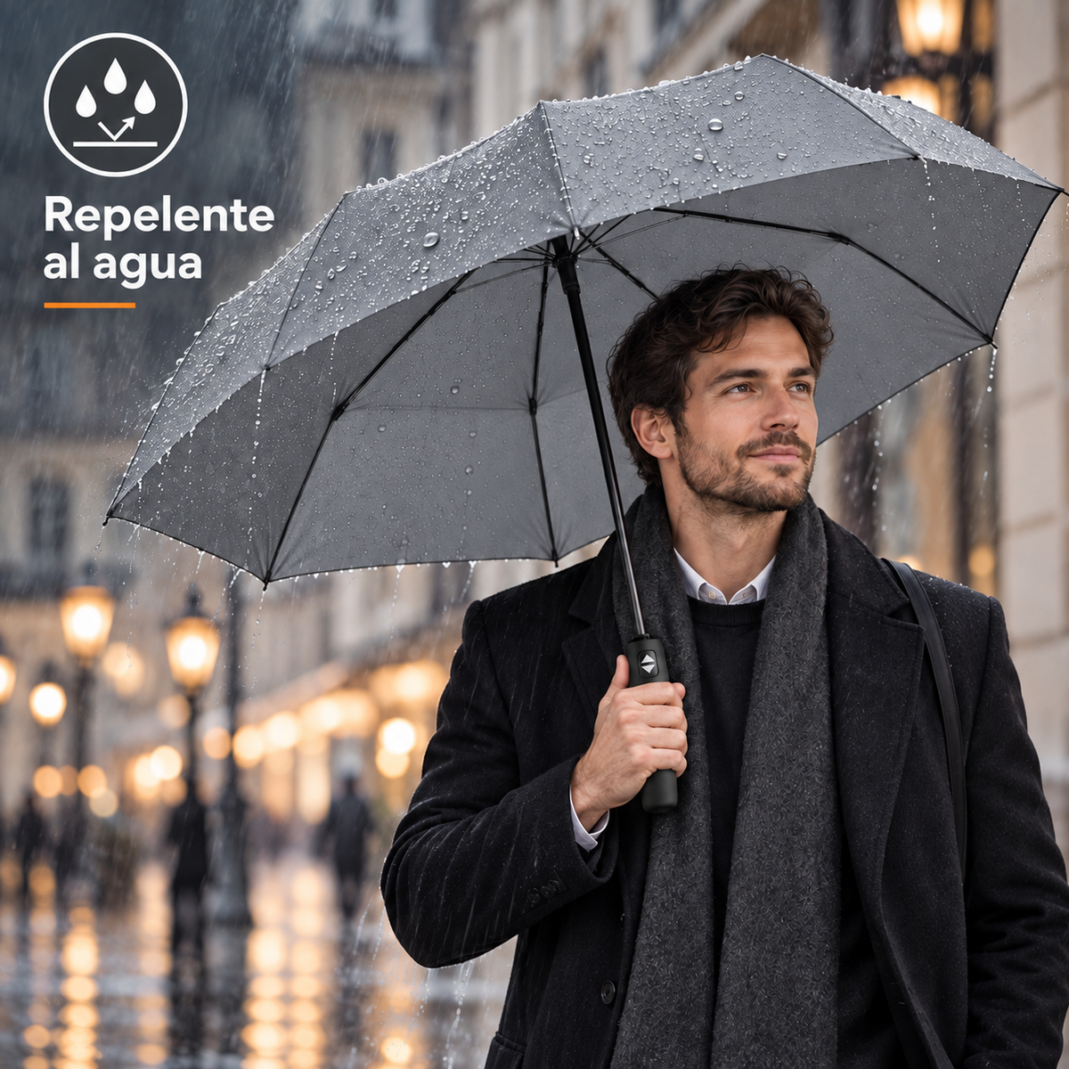 Home Universal® Paraguas Automático Plegable Grande, Compacto y Resistente, para Lluvia y Sol (Automático Apertura y Cierre (Gris))