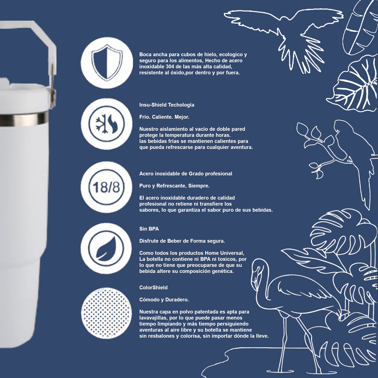 Home Universal ® Vaso térmico 890 ml | Botella de Agua Térmica 0,89L con Pajita | Acero Inoxidable sin BPA | Mantiene Frío 24h y Calor 12h | Termo Reutilizable Fácil de Llevar y Apto Lavavajillas (Naranja)