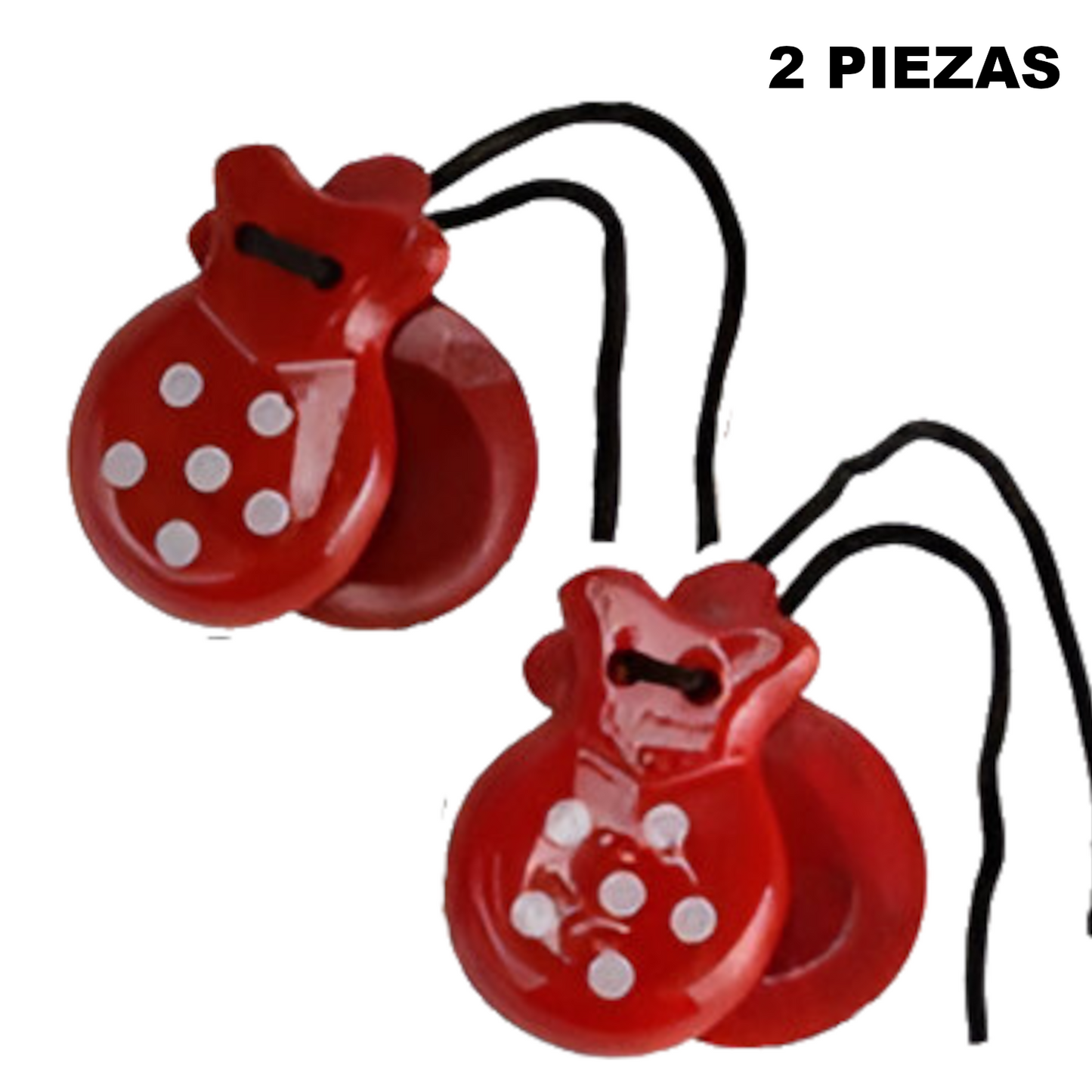 Home Universal® Castañuelas Flamencas Rojas con Lunares, Castañuelas Españolas para Baile de Flamenco,Sonido Tradicional,Ideales para Fiestas de Sevilla, Ferias, Disfraces y Eventos Españoles,2 Piezas (Lunar · Rojo con Punto Blanco)