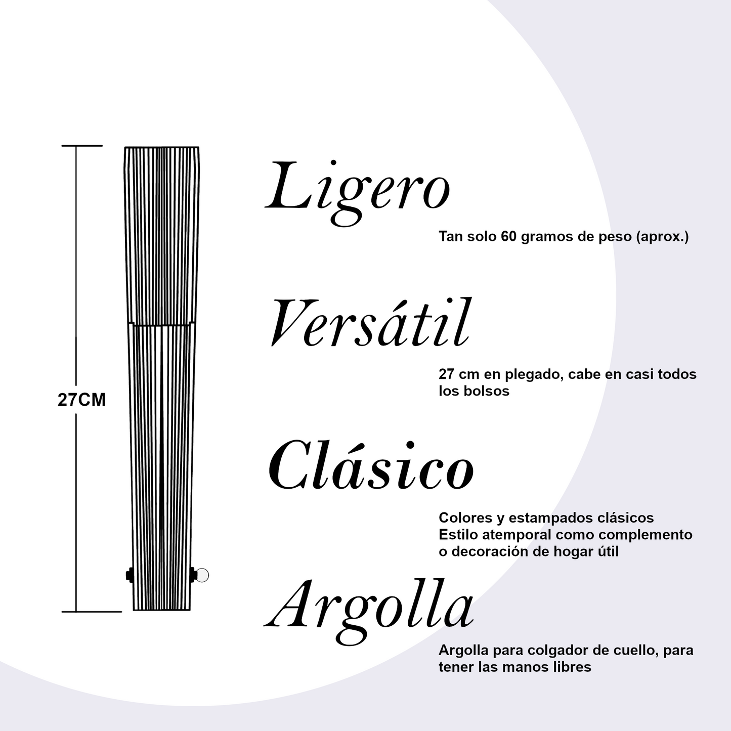 Home Universal® Abanico de madera con argollas para colgar, plegable, ligero y resistente, ideal para bodas, eventos y verano, diseño clásico y portátil perfecto para regalo y uso diario - Morado (27CM)