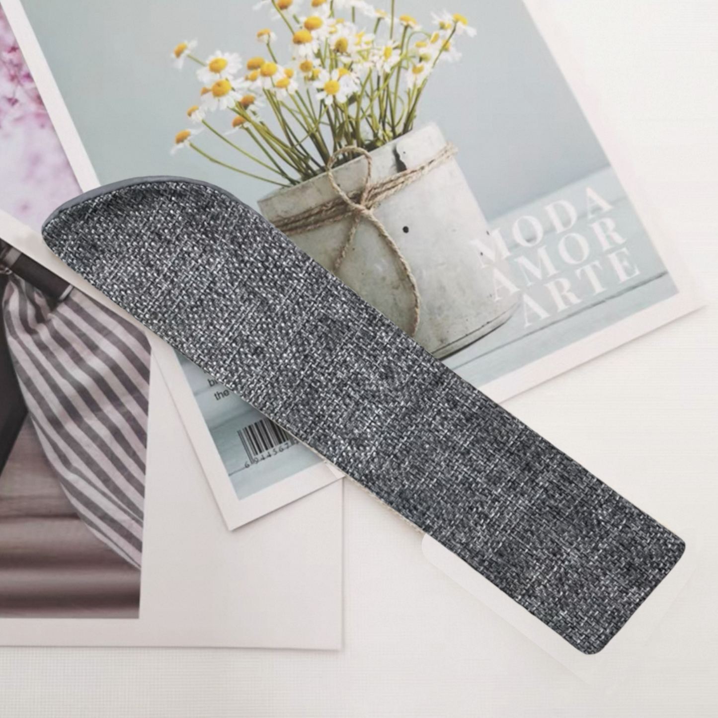 Home Universal ® 12 Piezas Funda De Abanicos, Bolsa De Abanicos, Bolsa De Regalo, Detalles Para Invitados, Regalos De Boda, Fiestas, Comunión o Bautizo (Tela Yute Gris, 5.5 x 25)