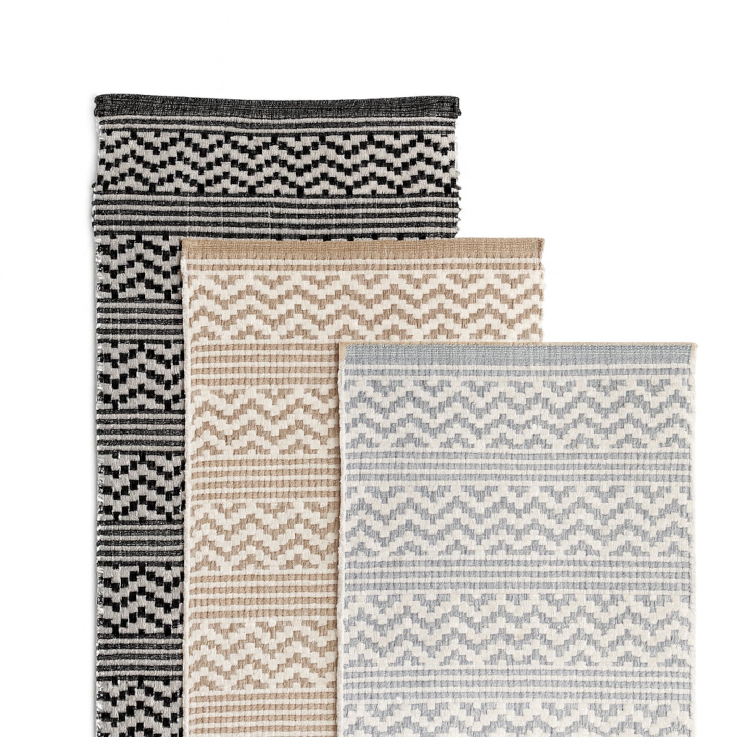 Home Universal® Alfombra Jarapa de Algodón Lavable | Diseño Geométrico Artesanal | Decoración Boho Mediterránea para Salón, Dormitorio, Pasillo y Cocina | Suave, Ligera y Resistente | Negro (Rayas y Zigzag)