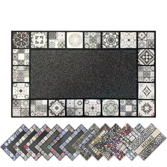 Home Universal® Felpudo de Goma Antideslizante para Exterior y interior – Resistente a Lluvia y Barro, Limpia Zapatos, Alta Durabilidad – Varias Medidas, 45X75CM, Gris (Estilo Baldosas Vintage)