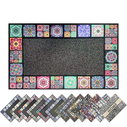 Home Universal® Felpudo de Goma Antideslizante para Exterior y interior – Resistente a Lluvia y Barro, Limpia Zapatos, Alta Durabilidad – Varias Medidas, 45X75CM, Colorido (Diseño Mosaico Azulejo)
