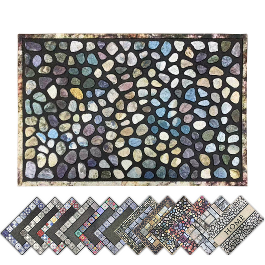 Home Universal® Felpudo de Goma Antideslizante para Exterior y interior – Resistente a Lluvia y Barro, Limpia Zapatos, Alta Durabilidad – Varias Medidas, 40X60CM, Multicolor (Diseño Piedra Río)