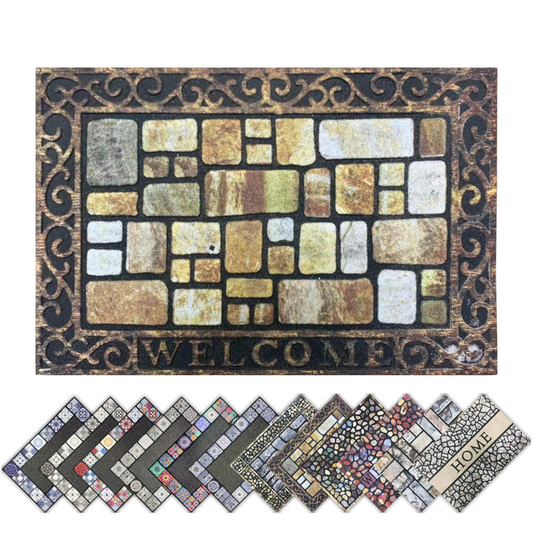 Home Universal® Felpudo de Goma Antideslizante para Exterior y interior – Resistente a Lluvia y Barro, Limpia Zapatos, Alta Durabilidad – Varias Medidas, 40X60CM, WELCOME (Mosaico Rústico con Marco)