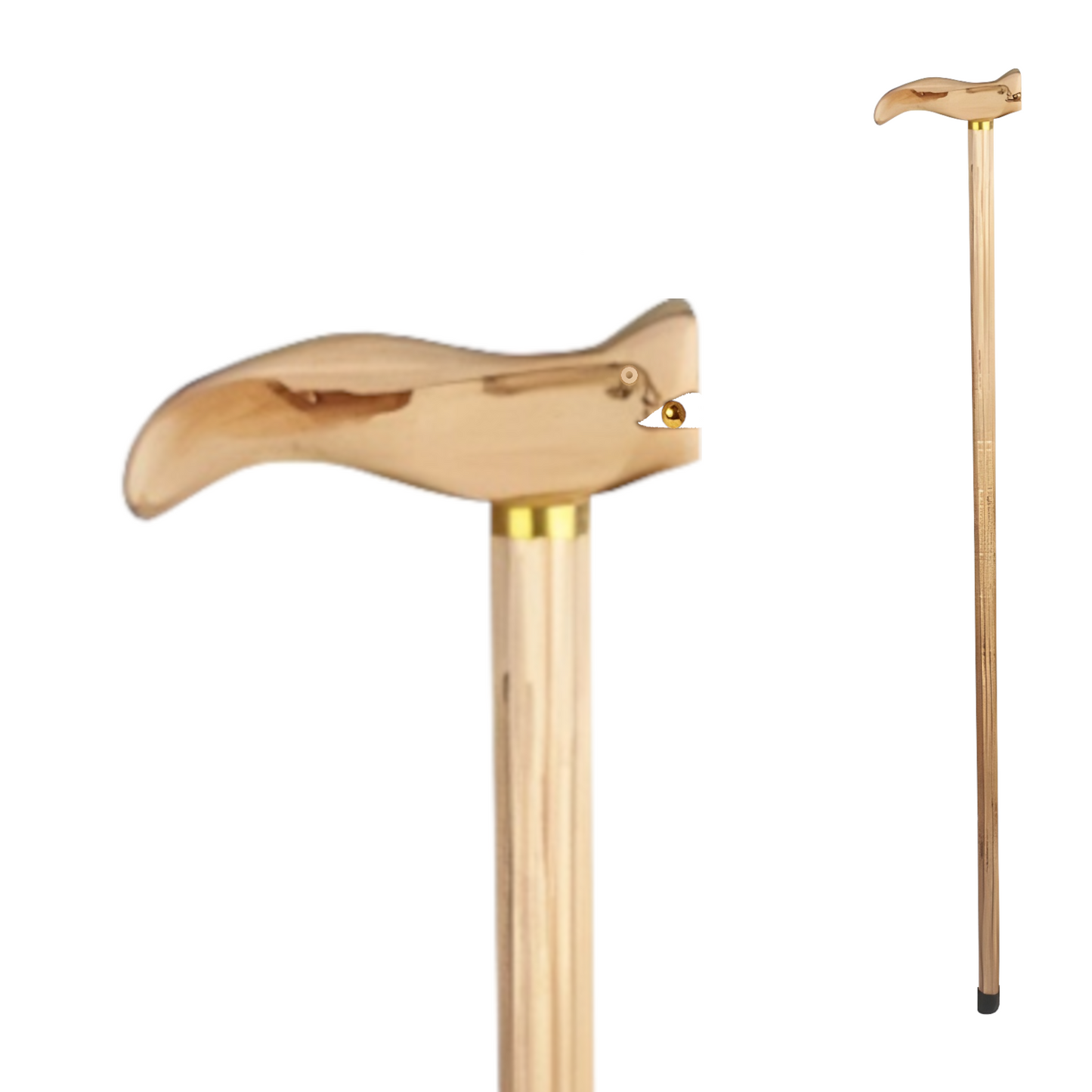 Home Universal® Bastón Ergonómico Antideslizante – Madera Clásica – Ligero, Resistente y Extensible – Ideal para Adultos Mayores, Rehabilitación y Seguridad al Caminar (Bastón Claro Ornamental)