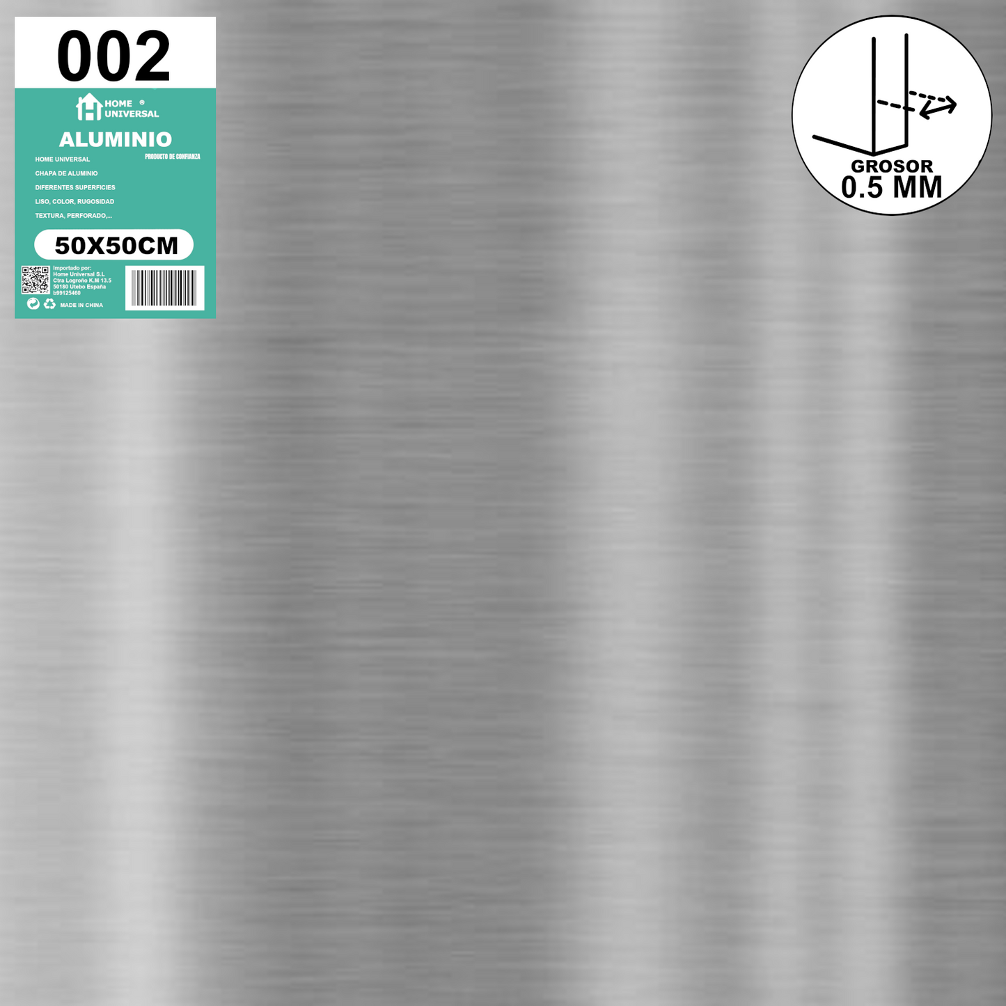 ome Universal® Chapa de Aluminio Estriada, Lisa, Malla y Perforada (Cuadrada, Ovalada, Redonda), Rugosa – Lámina Metálica Resistente Anticorrosión para Bricolaje e Industria (Superficie (Liso)) - Mate (50X50CM - 0.5MM)