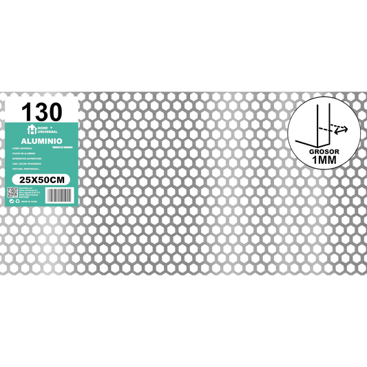 ome Universal® Chapa de Aluminio Estriada, Lisa, Malla y Perforada (Cuadrada, Ovalada, Redonda), Rugosa – Lámina Metálica Resistente Anticorrosión para Bricolaje e Industria Superficie (Perforada Forma) - Hexagonal-10X10MM (25X50CM - 1MM)