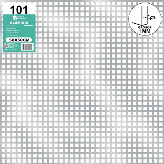 ome Universal® Chapa de Aluminio Estriada, Lisa, Malla y Perforada (Cuadrada, Ovalada, Redonda), Rugosa – Lámina Metálica Resistente Anticorrosión para Bricolaje e Industria Superficie (Perforada Cuadrado) - Perforada Cuadrado-10X10MM (50X50CM - 1MM)