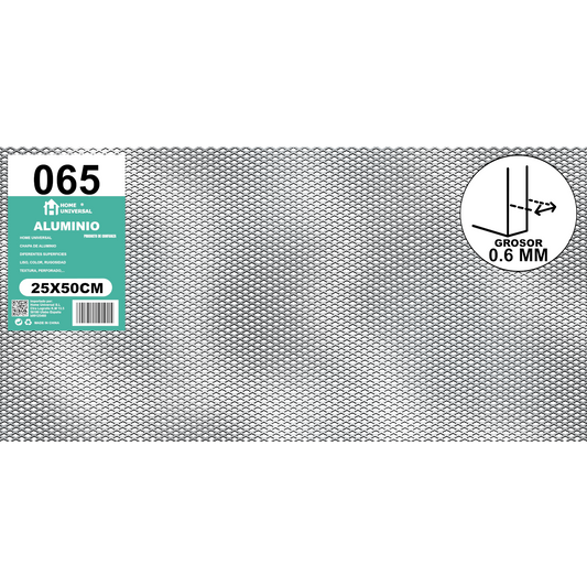 ome Universal® Chapa de Aluminio Estriada, Lisa, Malla y Perforada (Cuadrada, Ovalada, Redonda), Rugosa – Lámina Metálica Resistente Anticorrosión para Bricolaje e Industria Superficie (Malla) - Malla-5X10MM (25X50CM - 0.6MM)
