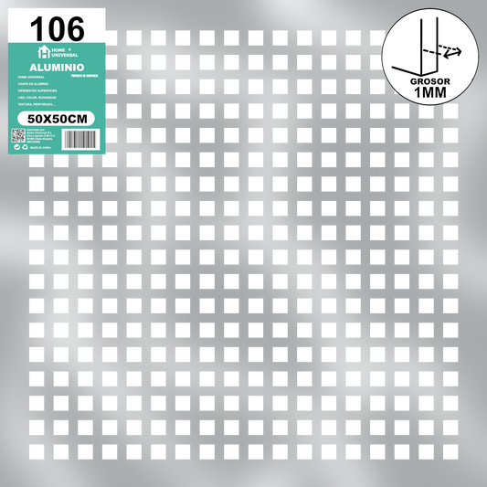 ome Universal® Chapa de Aluminio Estriada, Lisa, Malla y Perforada (Cuadrada, Ovalada, Redonda), Rugosa – Lámina Metálica Resistente Anticorrosión para Bricolaje e Industria Superficie (Perforada Cuadrado) - Perforada Cuadrado-15X15MM (50X50CM - 1MM)