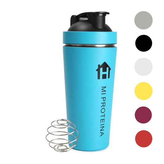 Home Universal® 750ML Botella Gim Shaker de Acero Inoxidable | BPA Free con Mezclador de Tapa Integrado | Vaso Gimnasio con Medidor | Apto para Lavavajillas | Vaso Proteína (Azul Cielo)
