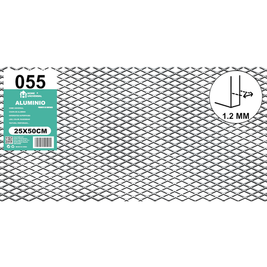 ome Universal® Chapa de Aluminio Estriada, Lisa, Malla y Perforada (Cuadrada, Ovalada, Redonda), Rugosa – Lámina Metálica Resistente Anticorrosión para Bricolaje e Industria Superficie (Malla) - Malla-12X25MM (25X50CM - 1.2MM)