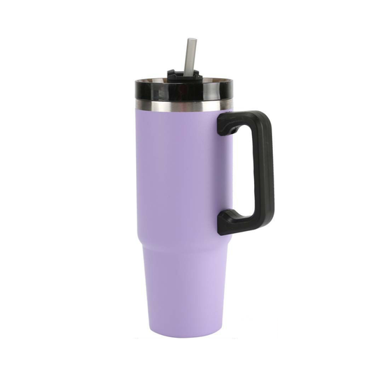 Home Universal® 890ML - Taza de Viaje con Tapa y Pajita para Coche | Taza Térmica de Café con Aislamiento de Doble Pared | Acero Inoxidable (Morado)