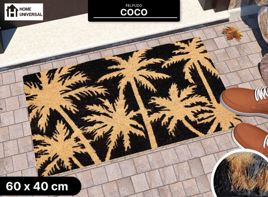 HOME UNIVERSAL | Felpudos de Fibra de Coco con Base Antideslizante 60x40x1.5CM (Palmera)