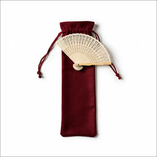 Home Universal ® 12 Piezas Funda De Abanicos, Bolsa De Abanicos, Bolsa De Regalo, Detalles Para Invitados, Regalos De Boda, Fiestas, Comunión o Bautizo (Rojo, 27 x 7)