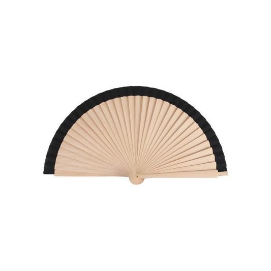 Home Universal ® Pack 12 Unidades Abanicos Madera con Tela Lisa 23cm, Detalles para los Invitados, Regalos de Boda, Fiestas, Comuniones y Otros Eventos(23cm_Negro)