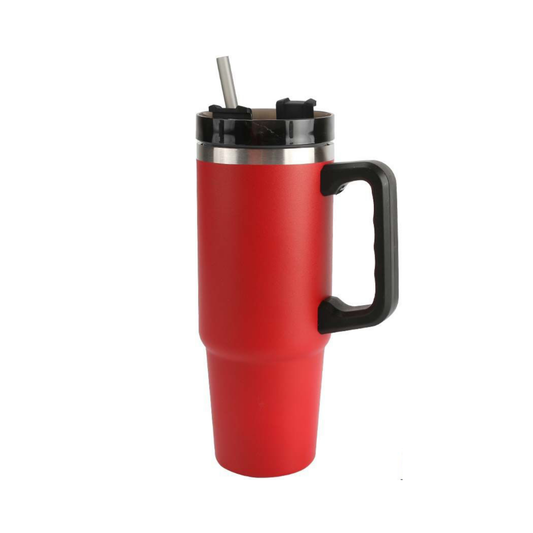 Home Universal® 890ML - Taza de Viaje con Tapa y Pajita para Coche | Taza Térmica de Café con Aislamiento de Doble Pared | Acero Inoxidable (Rojo)