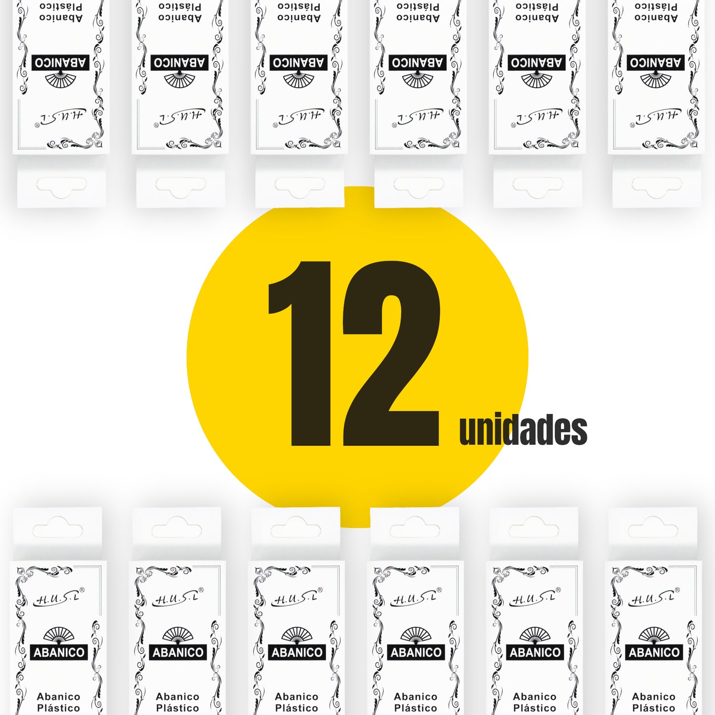HOME UNIVERSAL Pack 12 Abanicos de Plástico con Empaquetado Individual para Regalar, Abanicos Flamencos para Bodas, Comuniones, Fiestas y Eventos (Rojo_Topos)