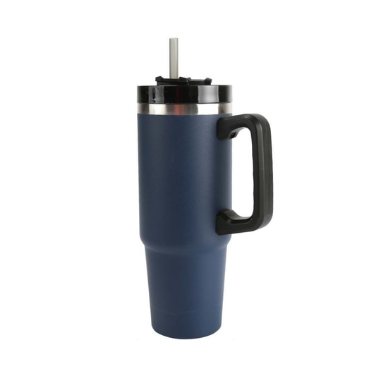 Home Universal® 890ML - Taza de Viaje con Tapa y Pajita para Coche | Taza Térmica de Café con Aislamiento de Doble Pared | Acero Inoxidable (Azul Marino)