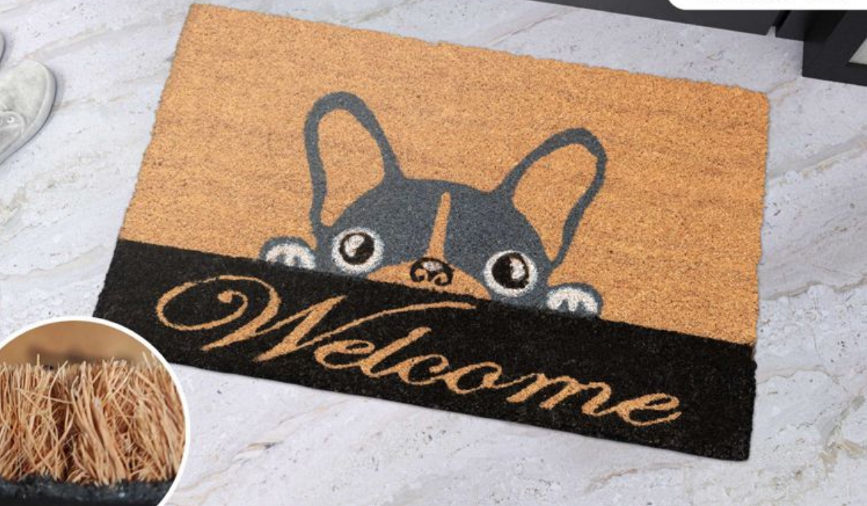 Home Universal ® Felpudos 60x40CM Fibra de Coco | Base Antideslizante de Caucho | Apto para el Exterior (Perrito)