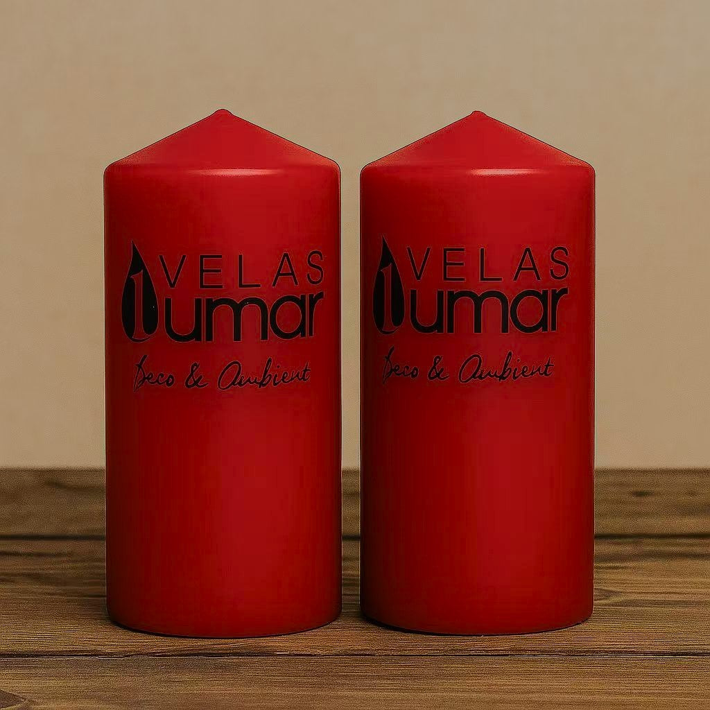 Home Universal® Pack de 2 Velas Lumar Decorativas sin Aroma – Velas Blancas o Rojas de Distintos Tamaños, Ideales para Decoración del Hogar, Bodas, Centros de Mesa y Eventos Elegantes (15X7CM - 430g (2 Unidades · Rojo))