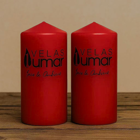 Home Universal® Pack de 2 Velas Lumar Decorativas sin Aroma – Velas Blancas o Rojas de Distintos Tamaños, Ideales para Decoración del Hogar, Bodas, Centros de Mesa y Eventos Elegantes (15X7CM - 430g (2 Unidades · Rojo))