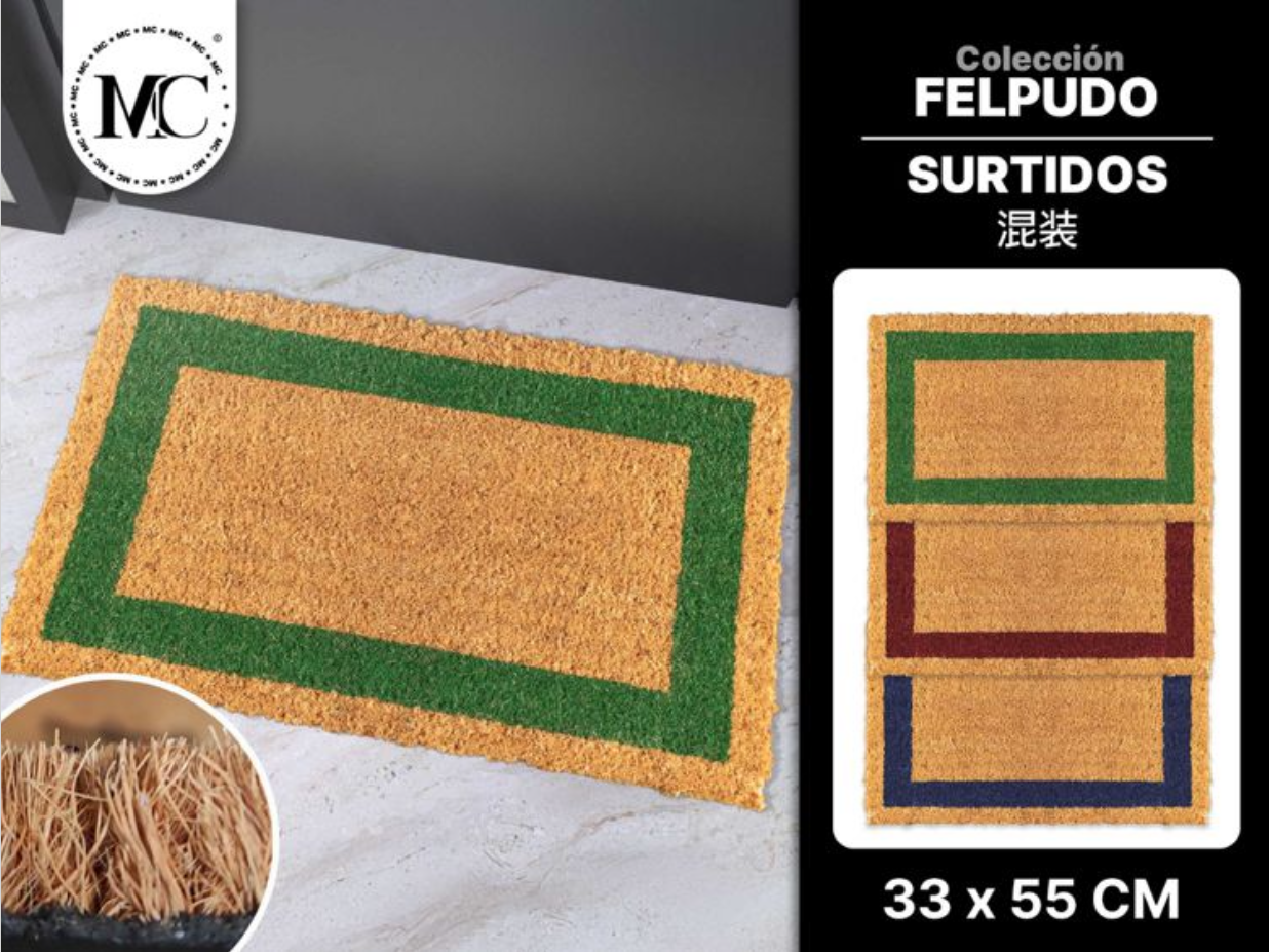 Home Universal ® Felpudos Fibra de Coco | Base Antideslizante de Caucho | Apto para el Exterior (Rectangular) Rojo