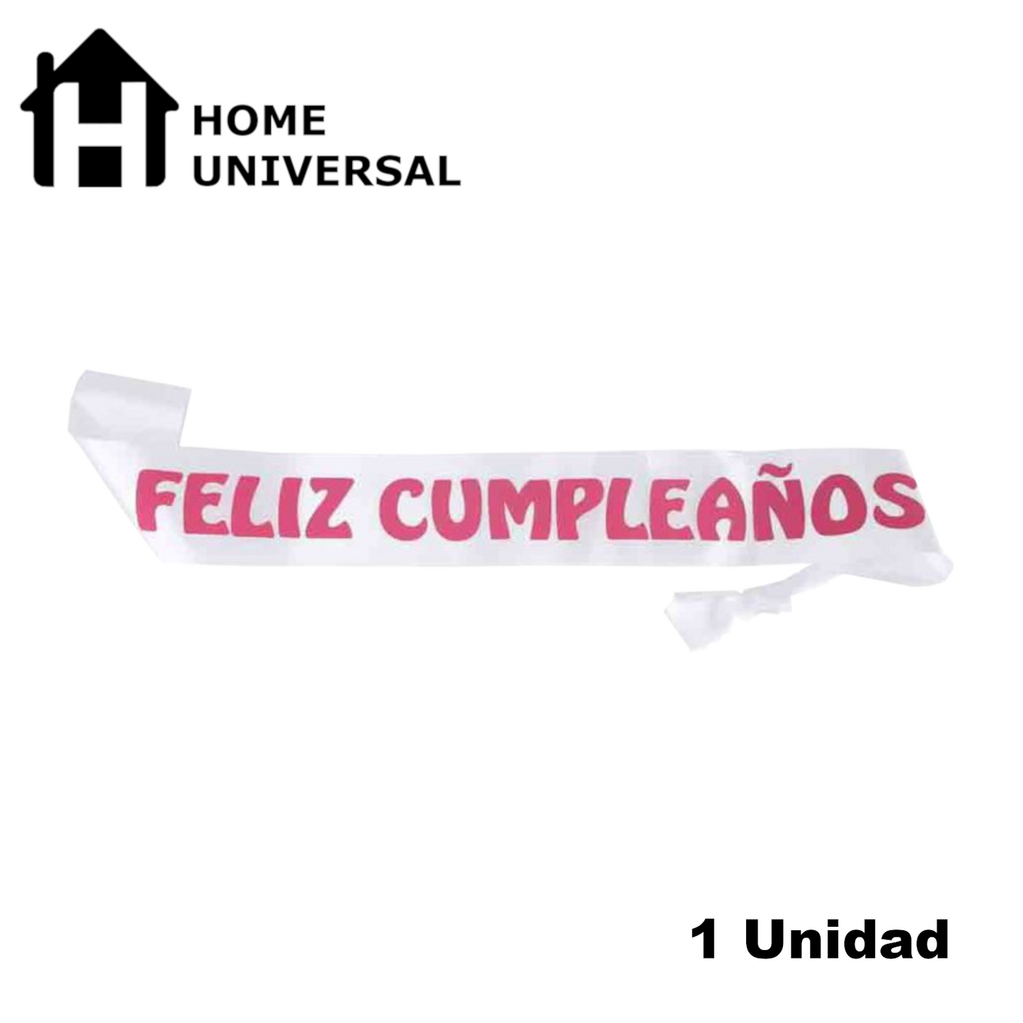 Home Universal® Banda Feliz Cumpleaños – Cinta Decorativa para Fiesta y Photocall, Accesorio para Mujer, Hombre y Niños, Diseño Elegante con Letras Doradas, Ideal para Celebraciones y Sesiones de Fotos (Con letra "Feliz cumpleaños" - 1 unidad)