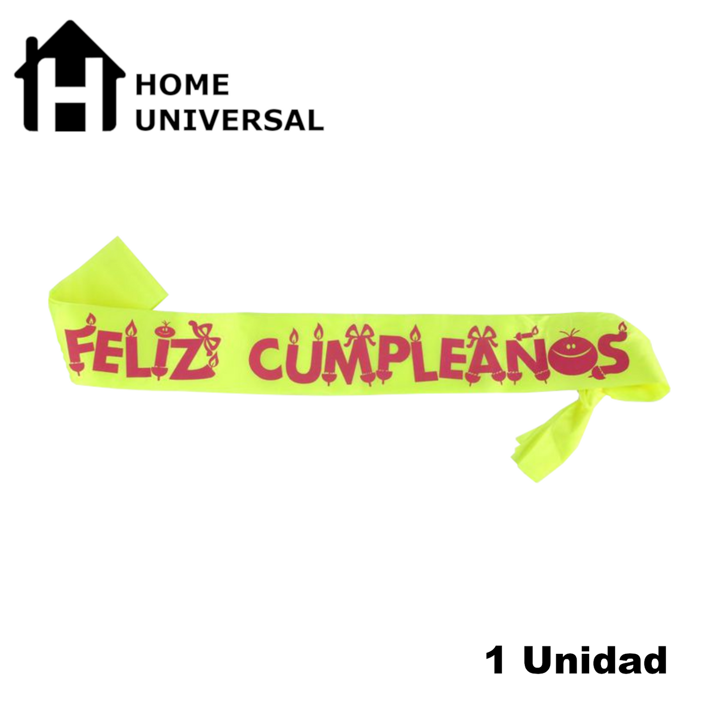 Home Universal® Banda Feliz Cumpleaños – Cinta Decorativa para Fiesta y Photocall, Accesorio para Mujer, Hombre y Niños, Diseño Elegante con Letras Doradas, Ideal para Celebraciones y Sesiones de Fotos (Con letra "Feliz cumpleaños" - 1 unidad)