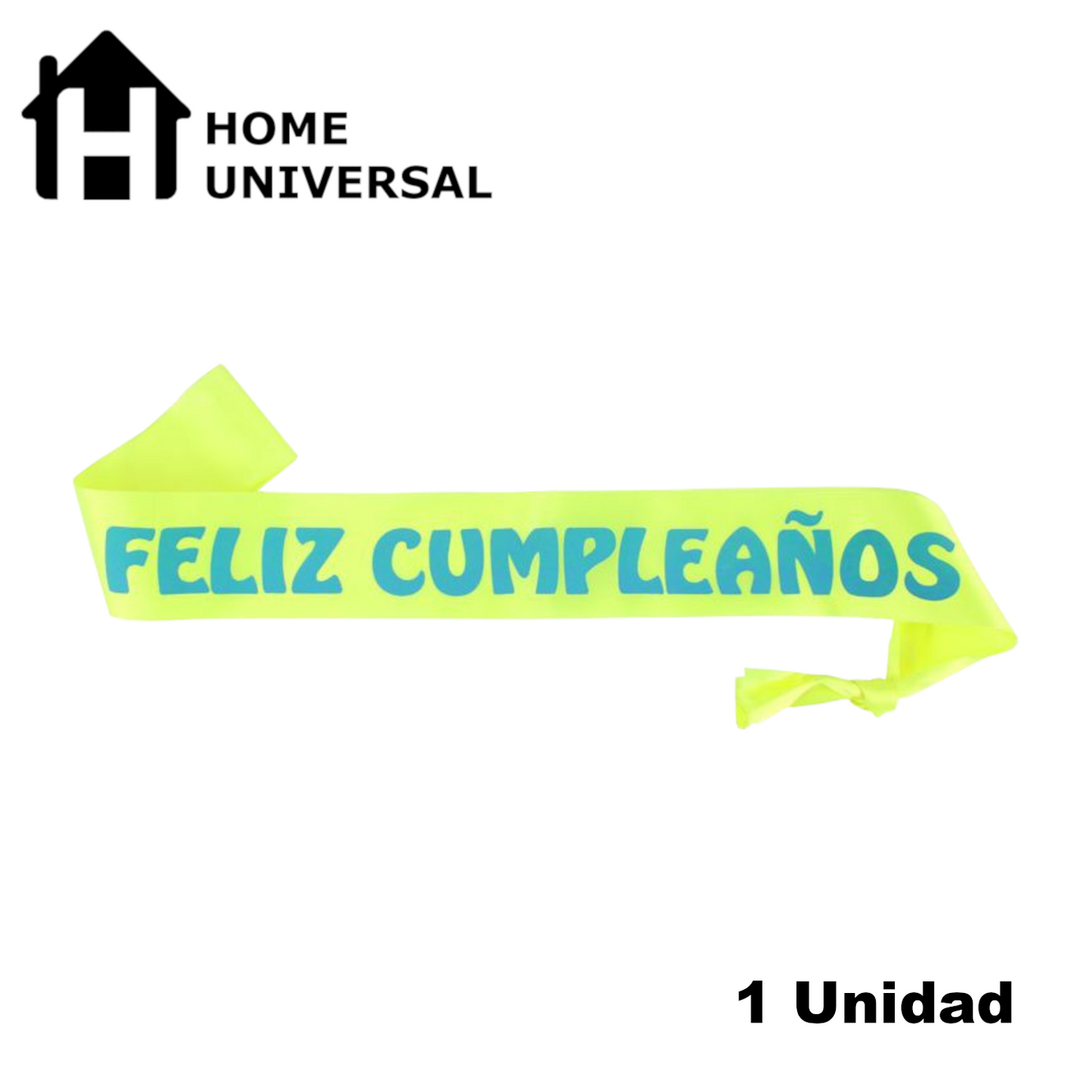Home Universal® Banda Feliz Cumpleaños – Cinta Decorativa para Fiesta y Photocall, Accesorio para Mujer, Hombre y Niños, Diseño Elegante con Letras Doradas, Ideal para Celebraciones y Sesiones de Fotos (Con letra "Feliz cumpleaños" - 1 unidad)