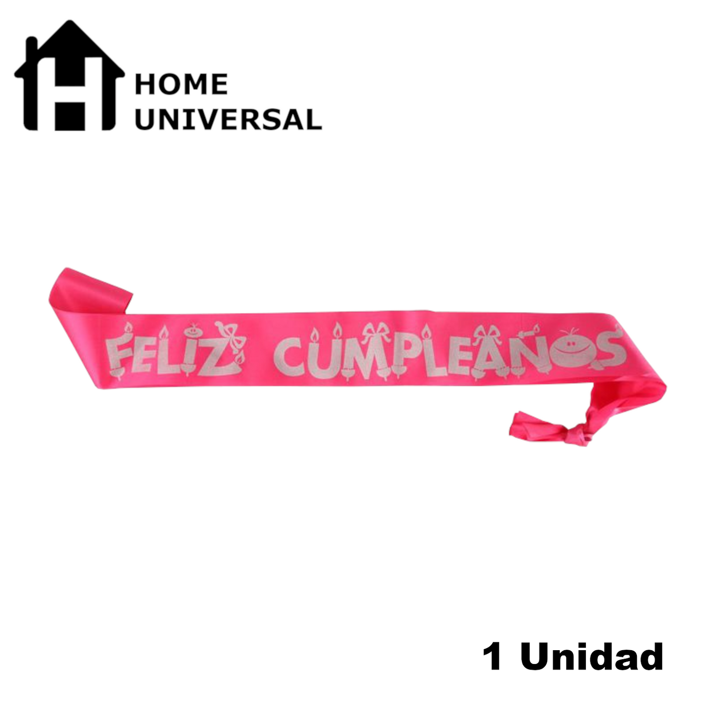 Home Universal® Banda Feliz Cumpleaños – Cinta Decorativa para Fiesta y Photocall, Accesorio para Mujer, Hombre y Niños, Diseño Elegante con Letras Doradas, Ideal para Celebraciones y Sesiones de Fotos (Con letra "Feliz cumpleaños" - 1 unidad)