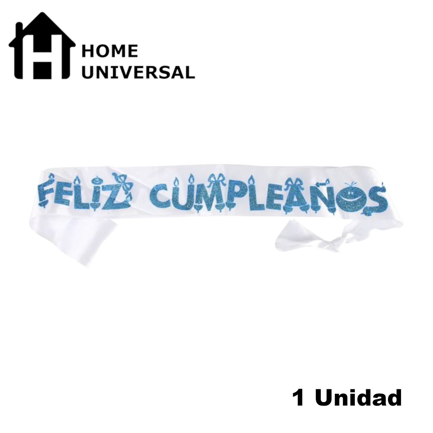 Home Universal® Banda Feliz Cumpleaños – Cinta Decorativa para Fiesta y Photocall, Accesorio para Mujer, Hombre y Niños, Diseño Elegante con Letras Doradas, Ideal para Celebraciones y Sesiones de Fotos (Con letra "Feliz cumpleaños" - 1 unidad)