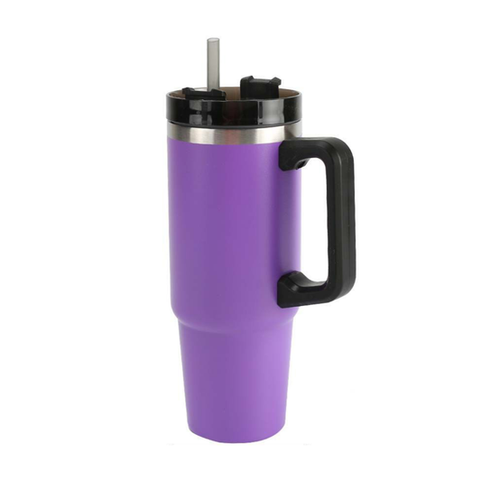 Home Universal® 890ML - Taza de Viaje con Tapa y Pajita para Coche | Taza Térmica de Café con Aislamiento de Doble Pared | Acero Inoxidable (Violeta)