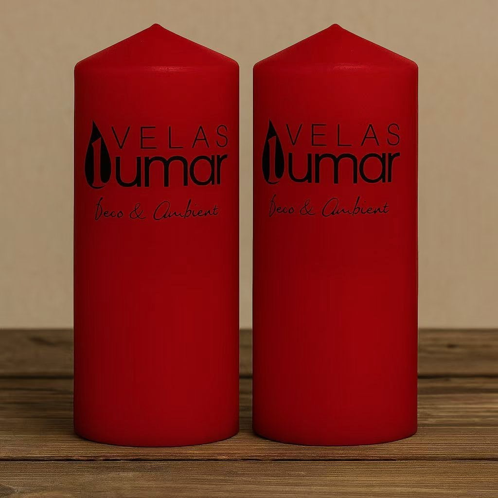 Home Universal® Pack de 2 Velas Lumar Decorativas sin Aroma – Velas Blancas o Rojas de Distintos Tamaños, Ideales para Decoración del Hogar, Bodas, Centros de Mesa y Eventos Elegantes (20X7CM - 555g (2 Unidades · Rojo))