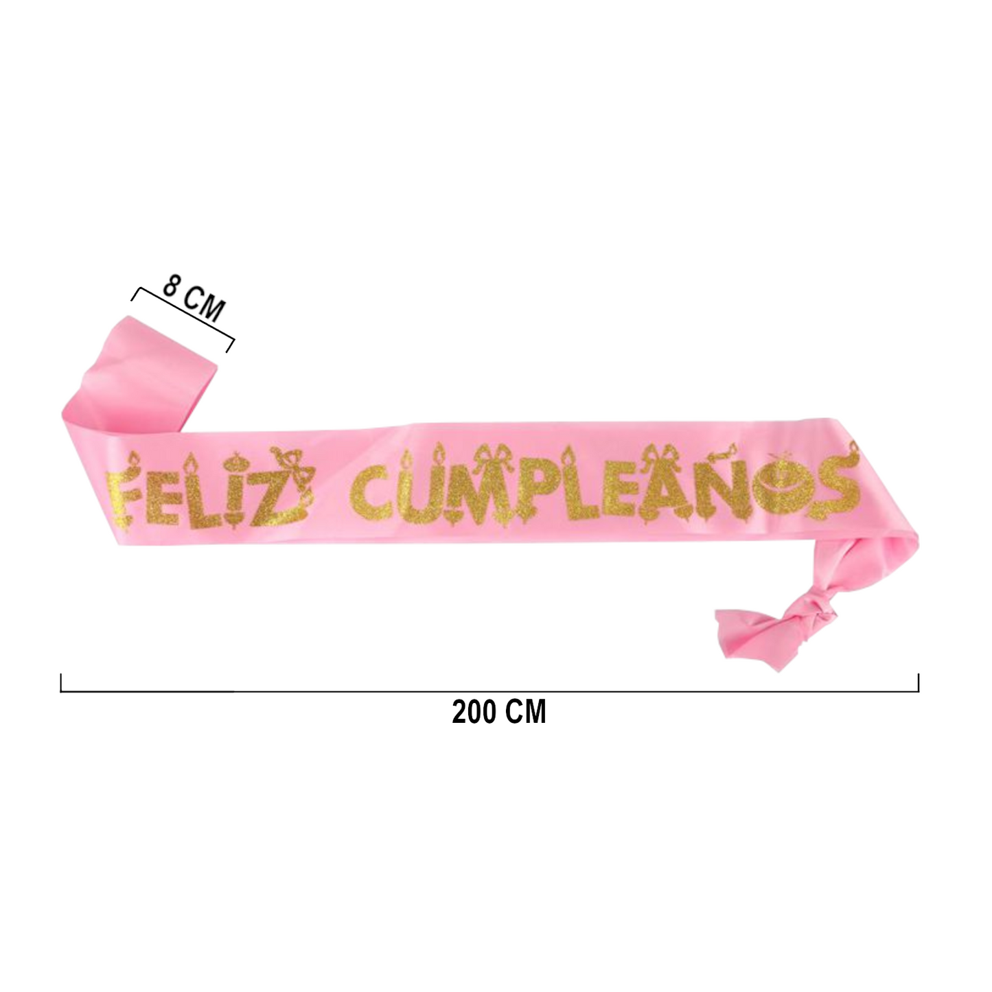 Home Universal® Banda Feliz Cumpleaños – Cinta Decorativa para Fiesta y Photocall, Accesorio para Mujer, Hombre y Niños, Diseño Elegante con Letras Doradas, Ideal para Celebraciones y Sesiones de Fotos (Con letra "Feliz cumpleaños" - 1 unidad)
