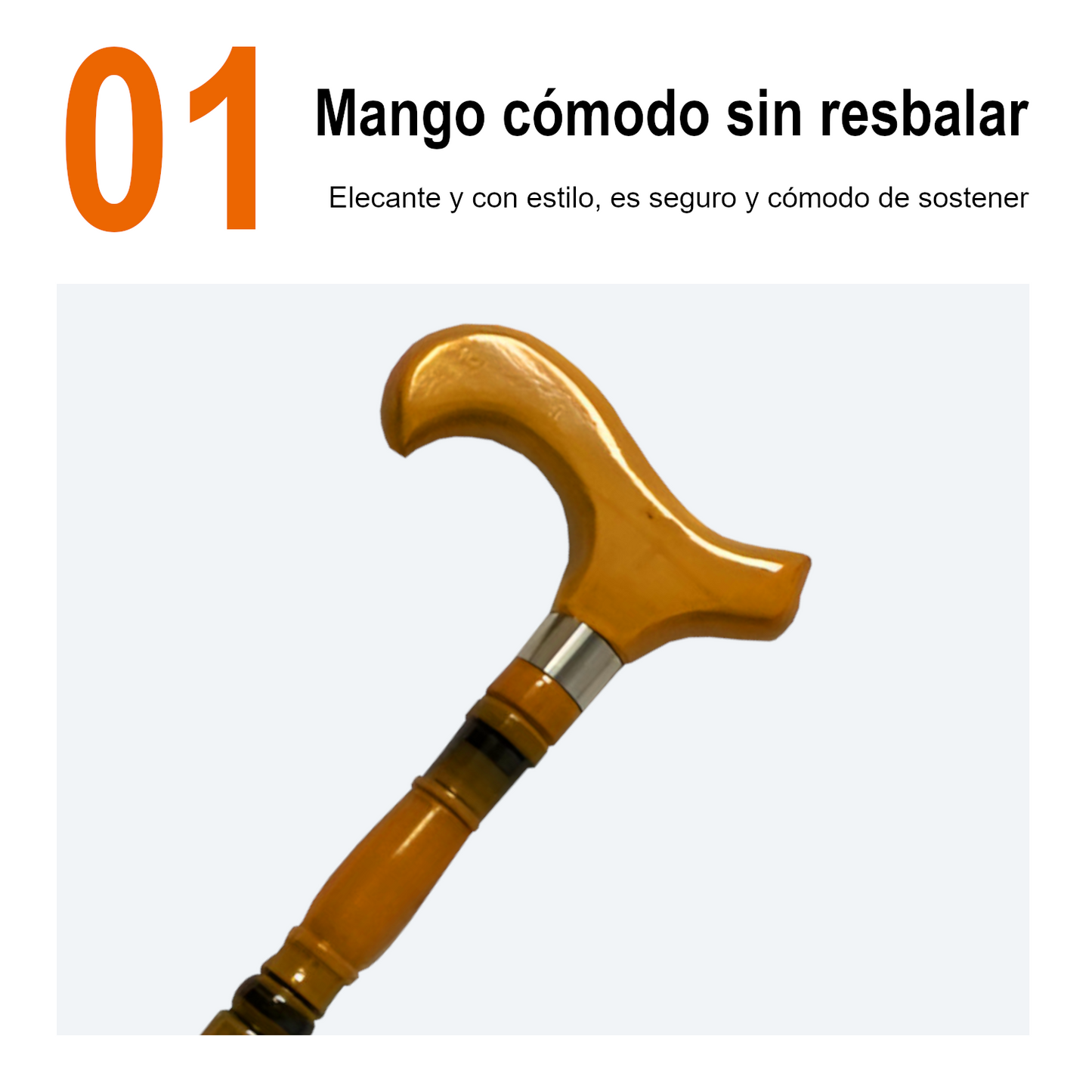 Home Universal® Bastón Ergonómico Antideslizante – Madera Clásica – Ligero, Resistente y Extensible – Ideal para Adultos Mayores, Rehabilitación y Seguridad al Caminar (Bastón Derby Naranja)