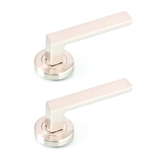 Home Universal® 2 Juegos de Manillas de Puerta Negro Mate, juego de manijas de puerta interiores para el hogar y la oficina,moderno mango de puerta interior negro (Niquel Satinado II (2 Juegos))