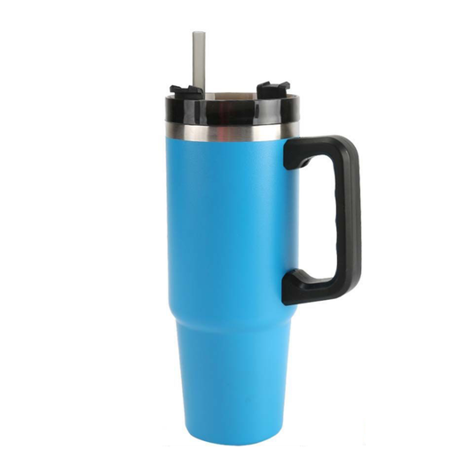 Home Universal® 890ML - Taza de Viaje con Tapa y Pajita para Coche | Taza Térmica de Café con Aislamiento de Doble Pared | Acero Inoxidable (Azul Celeste)
