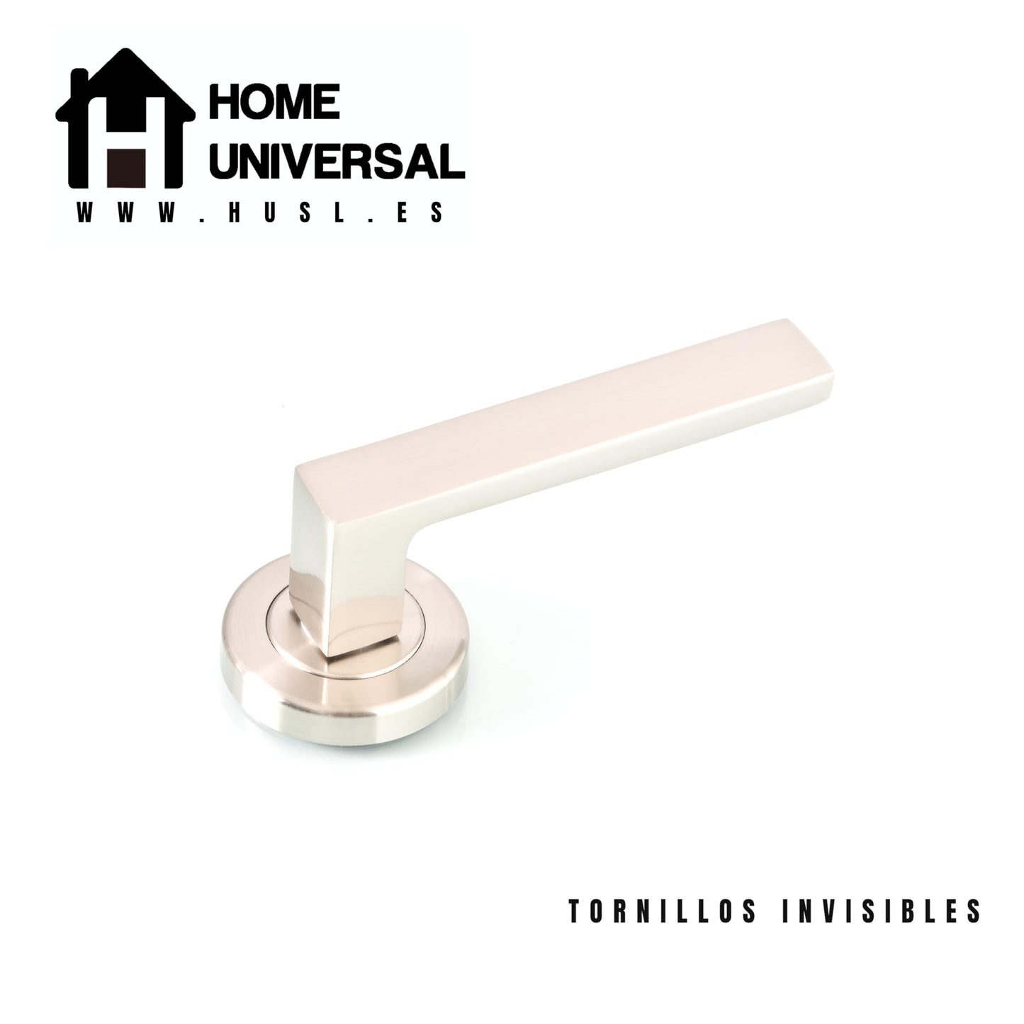 Home Universal® 2 Juegos de Manillas de Puerta Negro Mate, juego de manijas de puerta interiores para el hogar y la oficina,moderno mango de puerta interior negro (Niquel Satinado II (2 Juegos))