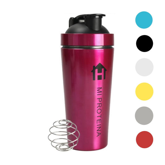 Home Universal® 750ML Botella Gim Shaker de Acero Inoxidable | BPA Free con Mezclador de Tapa Integrado | Vaso Gimnasio con Medidor | Apto para Lavavajillas | Vaso Proteína (Fucsia)
