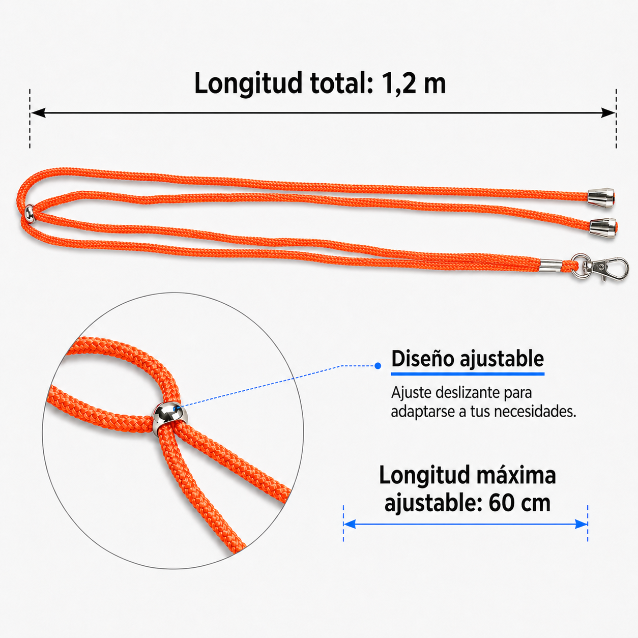 Home Universal ® Pack 6/12 Unidades Cordón Colgador para Abanico 1,2 m, Correa Ajustable con Gancho Metálico, Cinta para Colgar Abanicos, Accesorio para Bodas, Fiestas, Comuniones y Eventos (Naranja)