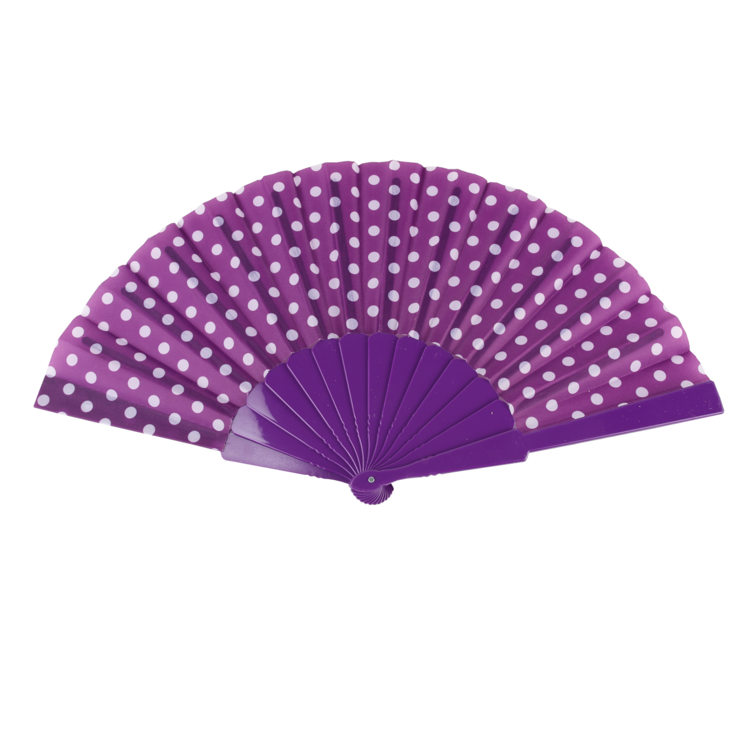 Home Universal® ABANICOS PLASTICO LUNARES FLAMENCO 23CM, ABANICOS PARA EVENTOS, DETALLES PARA LOS INVITADOS, REGALOS DE BODA, FIESTAS, COMUNIÓN O BAUTIZO, ABANICO CON PUNTOS DE POLKA (Morado, 12 PIEZAS)