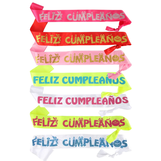 Home Universal® Banda Feliz Cumpleaños – Cinta Decorativa para Fiesta y Photocall, Accesorio para Mujer, Hombre y Niños, Diseño Elegante con Letras Doradas, Ideal para Celebraciones y Sesiones de Fotos (Con letra "Feliz cumpleaños" - 1 unidad)