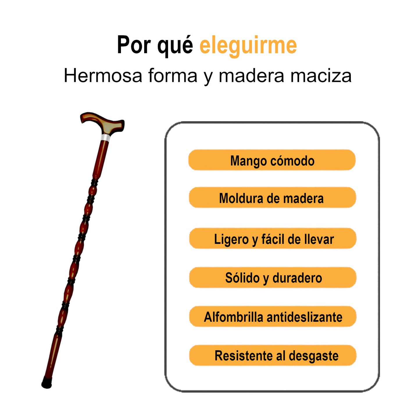Home Universal® Bastón Ergonómico Antideslizante – Madera Clásica – Ligero, Resistente y Extensible – Ideal para Adultos Mayores, Rehabilitación y Seguridad al Caminar (Bastón Derby Castaño)
