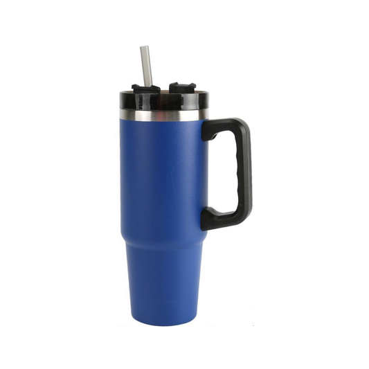 Home Universal® 890ML - Taza de Viaje con Tapa y Pajita para Coche | Taza Térmica de Café con Aislamiento de Doble Pared | Acero Inoxidable (Azul Marino)
