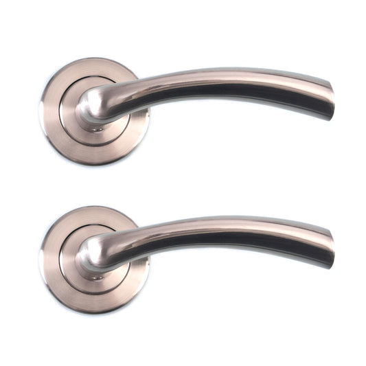 Home Universal® 2 Juegos de Manillas de Puerta Negro Mate, juego de manijas de puerta interiores para el hogar y la oficina,moderno mango de puerta interior negro (Niquel Satinado (2 Juegos))