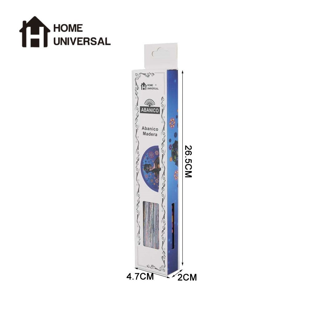 Home Universal ® Abanicos 23CM 1 pieza DE Madera Lisa con Tela DE Marfil, Abanico DE Madera Adornado, Abanico Original (Frida Kahlo)